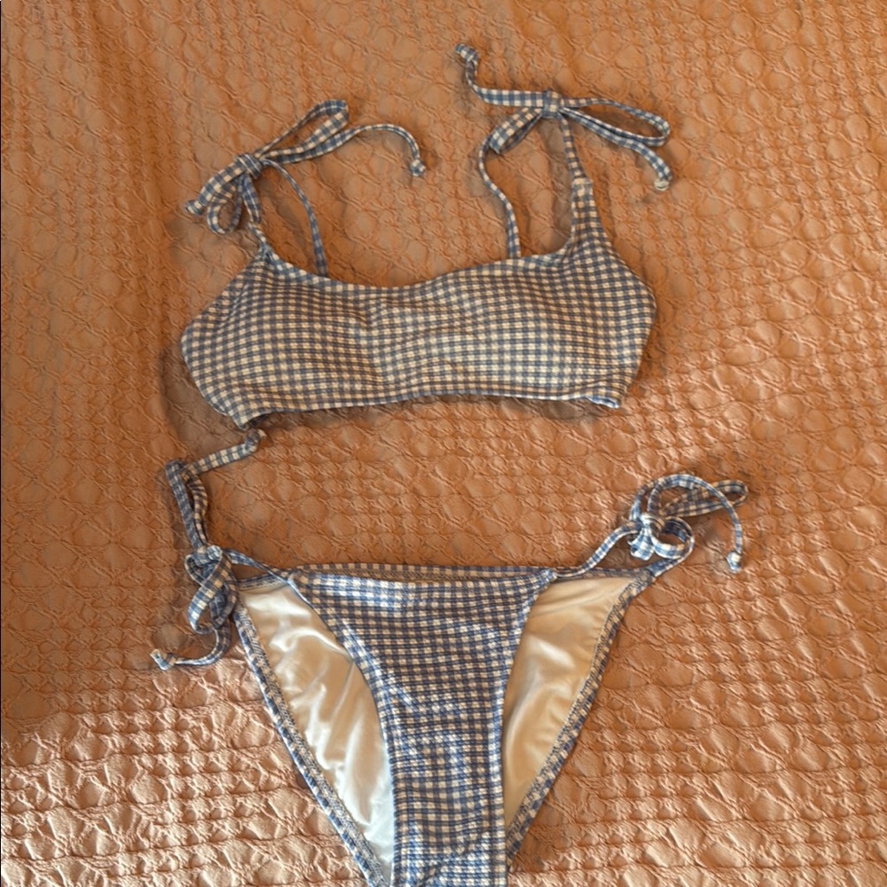 Aeropostale Blue and White Gingham Bikini